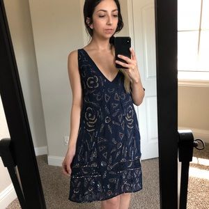 FREE PEOPLE - Navy Beaded Party Dress